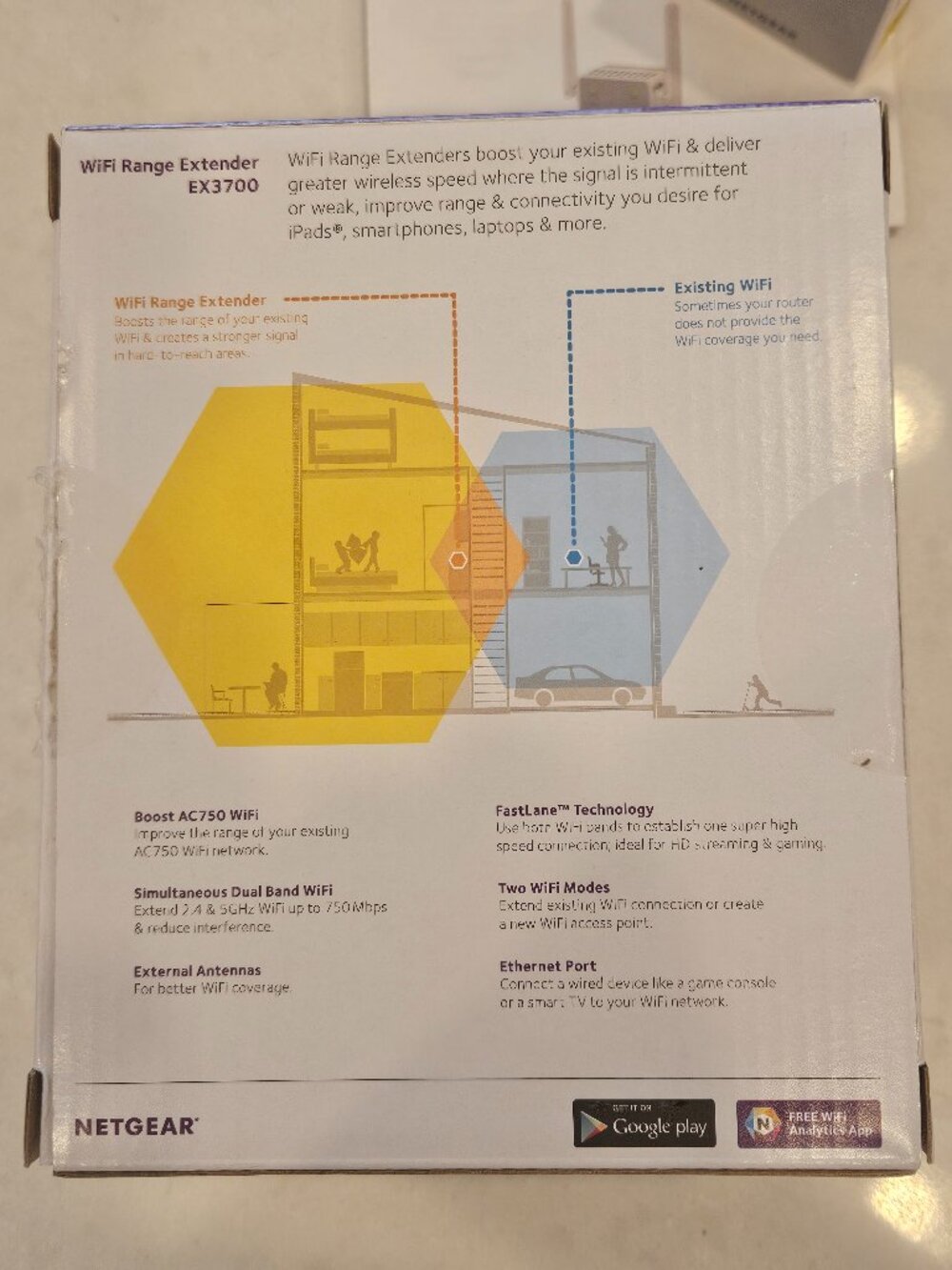NETGEAR WiFi Range Extender Model AC750 - White - Picture 3 of 5